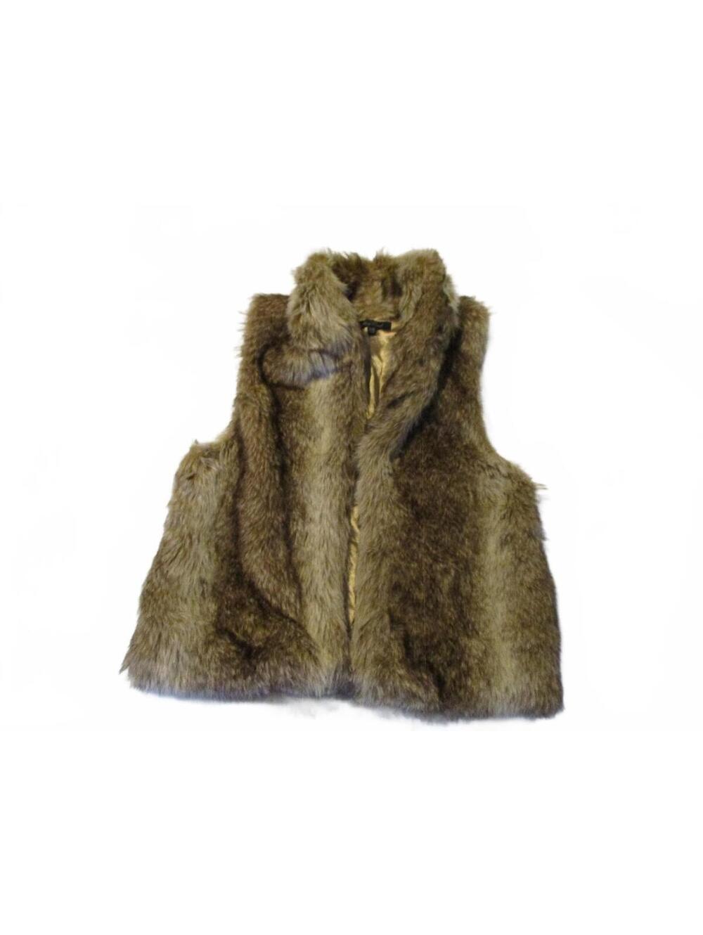 Honey Punch Faux Fur Vest in Brown Size S/M